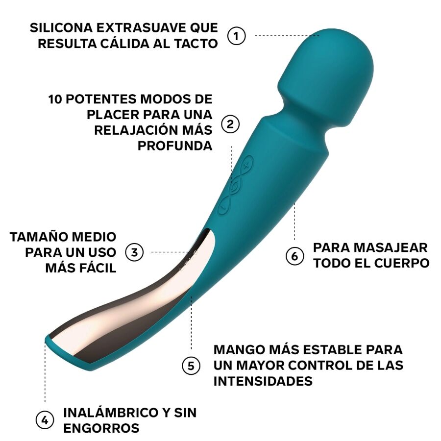 LELO - MASSAGGIATORE SMART MEDIUM WAND 2 AQUA