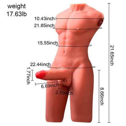 XISE - JASON MEZZO CORPO TORSO MASCHILE REALISTICO CON SPINTA E VIBRAZIONE 55 CM