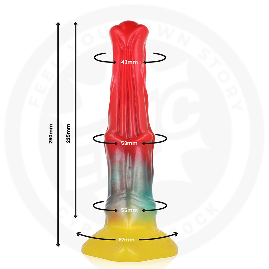 Dildo EPIC Aethon Glow di marca EPIC, evidenziato in primo piano, con superficie luminosa e design realistico.
