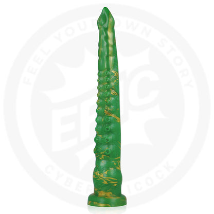 Dildo verde EPIC Hylos Flash con forma realistica e dettagli delicati, ideale per stimolazione e piacere personale.