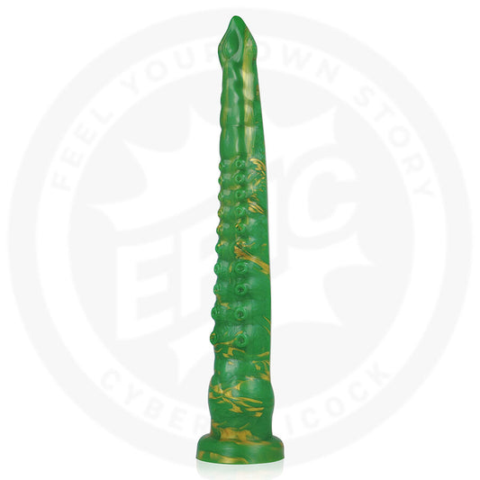 Dildo verde EPIC Hylos Flash con forma realistica e dettagli delicati, ideale per stimolazione e piacere personale.