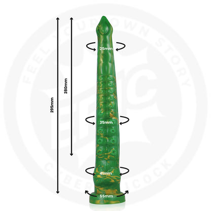 Dildo verde EPIC Hylos Flash, silicone, con design ergonomico e dettagli realistici, ideale per stimolazione e piacere personale