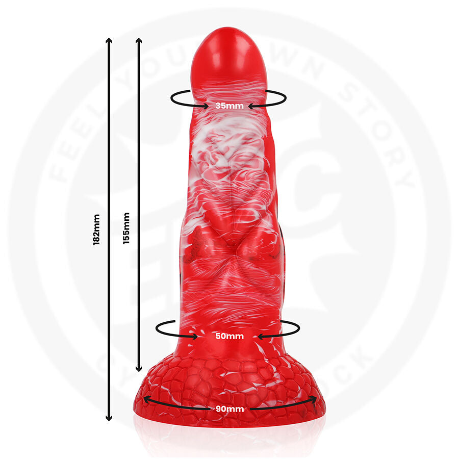 Dildo Epic Agnis Fuoco Cremi in silicone rosa, dettagli realistici, ideale per stimolazione e piacere personale.