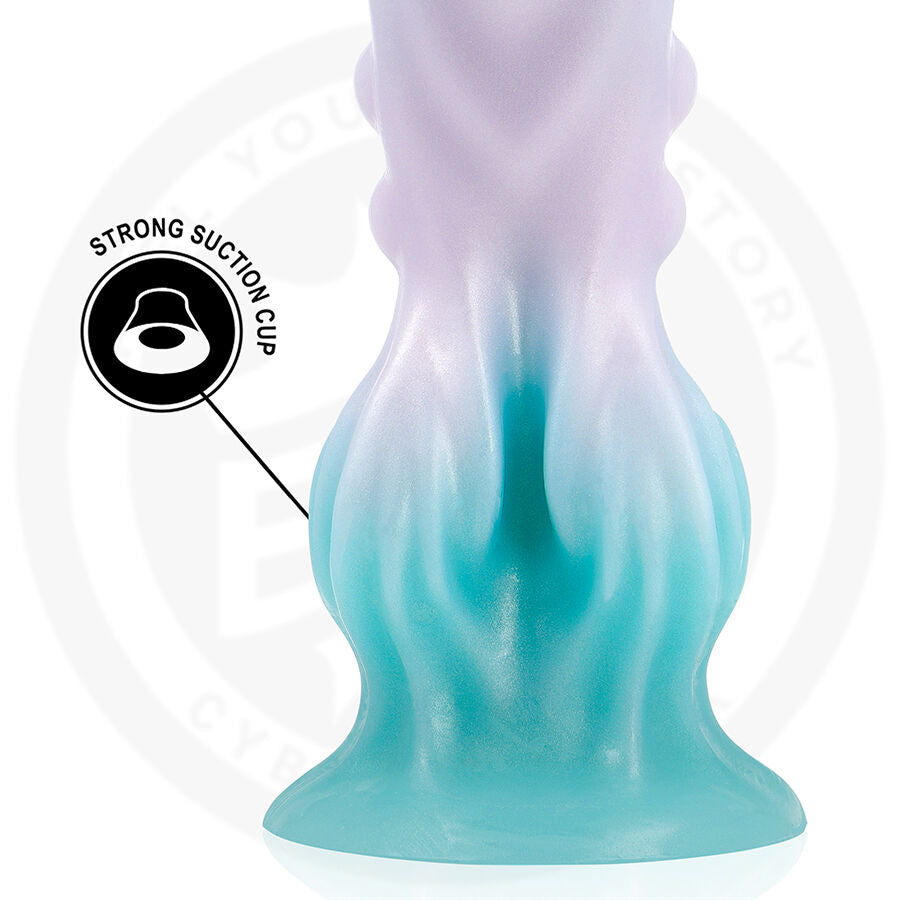 Dildo Lunara Luce Cosmica di EPIC, dettaglio del prodotto in silicone con finitura lucida e design elegante.