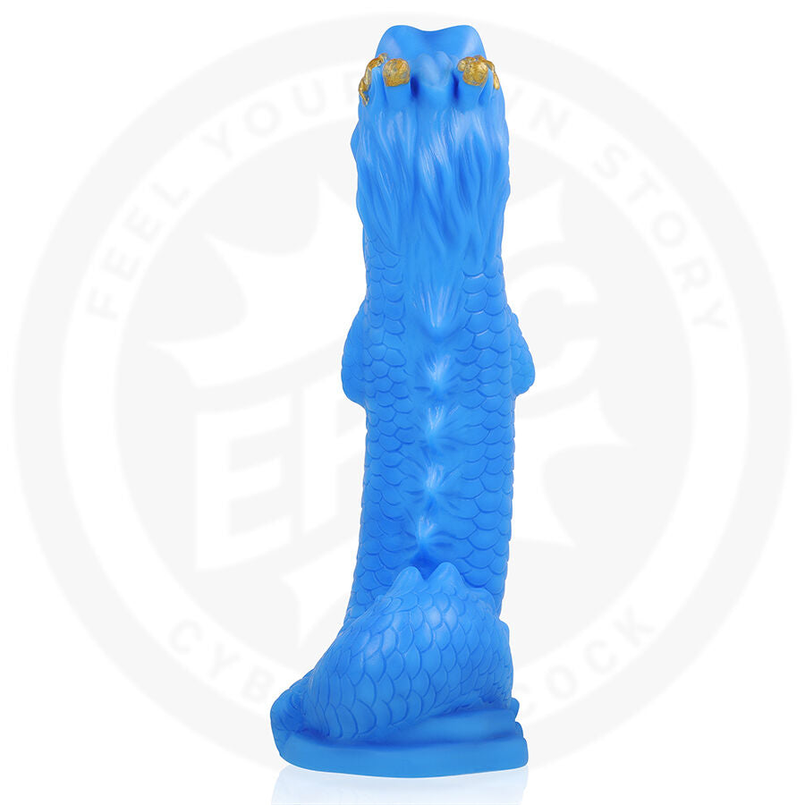 Dildo EPIC Naga Drago Celeste in silicone con dettagli realistici e superficie liscia, colore blu celeste.