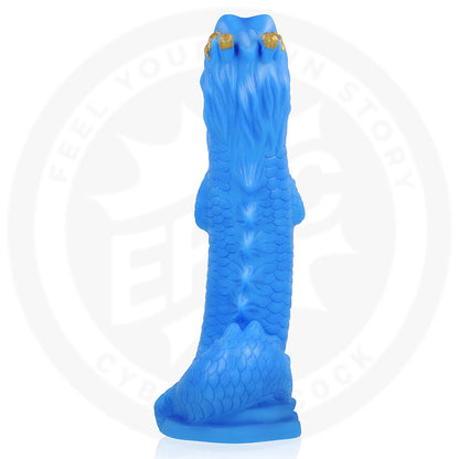 Dildo EPIC Naga Drago Celeste in silicone con dettagli realistici e superficie liscia, colore blu celeste.
