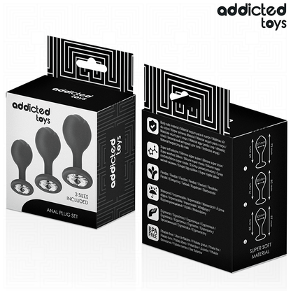 ADDICTED TOYS - SET DI 3 TAPPI ANALI CON GIOIELLO