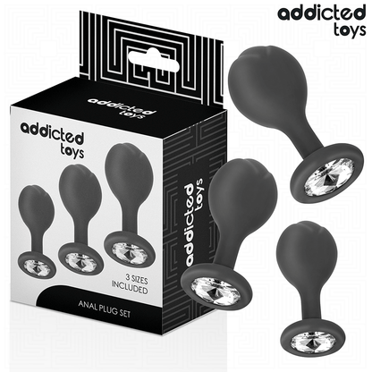 ADDICTED TOYS - SET DI 3 TAPPI ANALI CON GIOIELLO