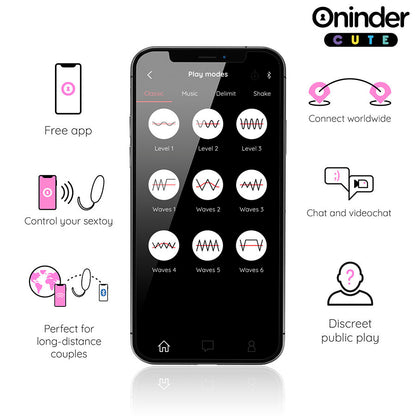 ONINDER CUTE - UOVO VIBRO-ROTANTE IN SILICONE 360° PER AMORE E PIACERE - APP GRATUITA IN TUTTO IL MONDO