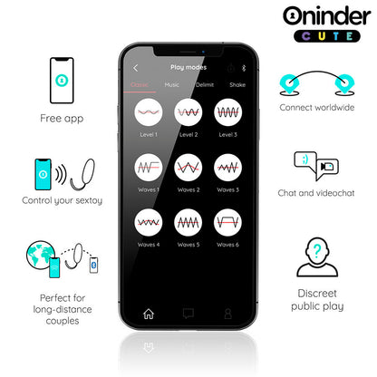 ONINDER CUTE - UOVO VIBRO-ROTANTE IN SILICONE CON GEMMA PER AMORE E PIACERE - APP GRATUITA IN TUTTO IL MONDO