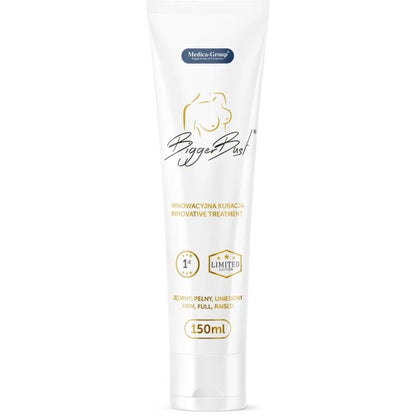 Siero Medica Group per ingrandire il seno, flacone da 150 ml con applicatore, visibile in primo piano.