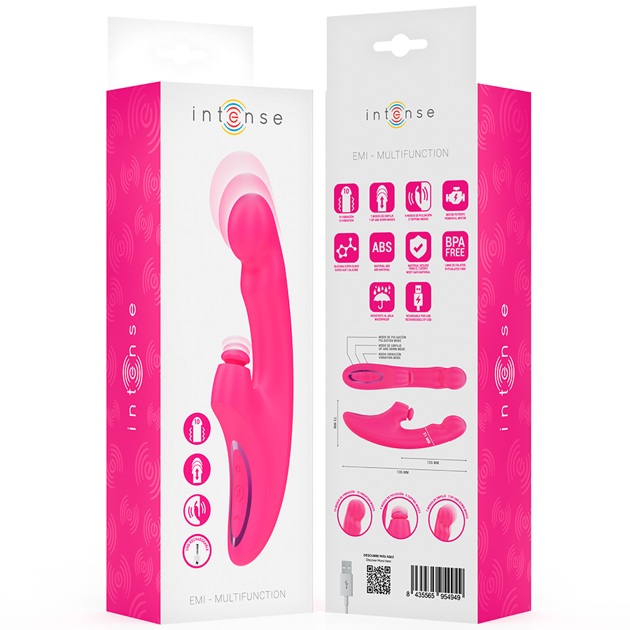 INTENSE - VIBRATORE EMI 13,5 CM MULTIFUNZIONE 3 IN 1 10 VIBRAZIONI ROSA
