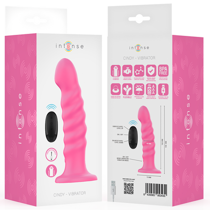 INTENSE - VIBRATORE CINDY TAGLIA L DESIGN A SPIRALE 10 VIBRAZIONI ROSA TELECOMANDO