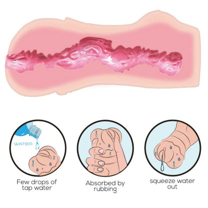 Masturbatore femminile Crazy Bull con pelle idratante, simula una vagina realistica, dettagli di texture e apertura naturale.