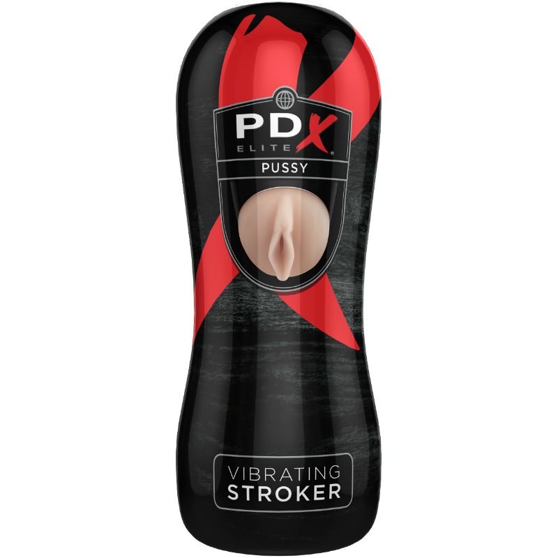 Stimolatore vibrante PDX ELITE Stroker Figa, dettaglio del design realistico e superficie textured.
