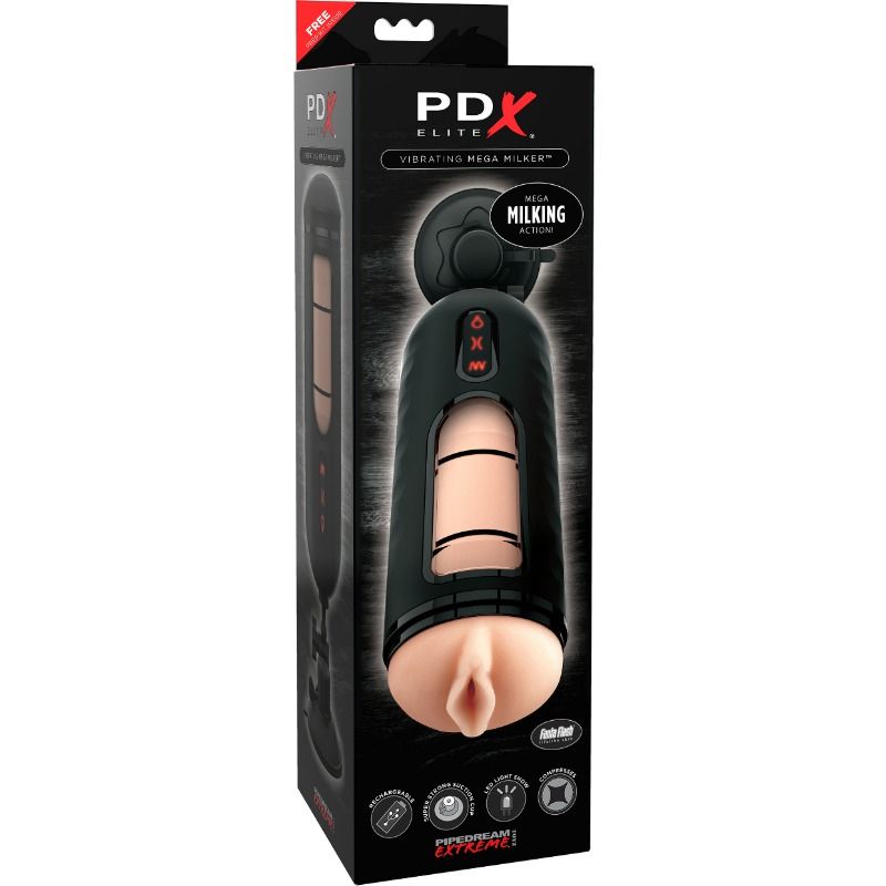 Vibratore PDX ELITE Mega Milker Vibrante con design realistico e dettagli realistici, ideale per stimolazione intensa