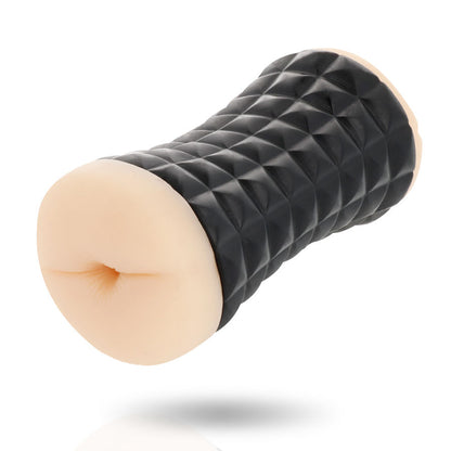 Masturbatore doppio gommoso WOMANVIBE, dispositivo per il piacere femminile, con superficie morbida e dettagli realistici.