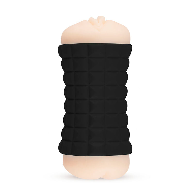 Masturbatore donna WOMANVIBE doppio gommoso, con dettagli realistici e superficie morbida, ideale per piacere femminile.