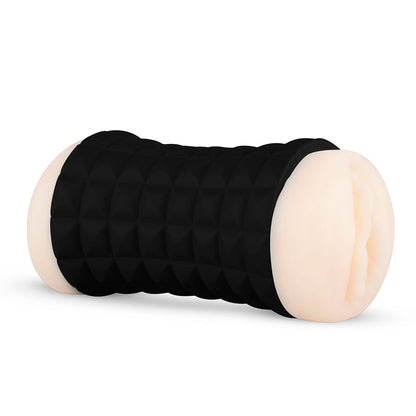 Masturbatore doppio gommoso WOMANVIBE, dispositivo per la stimolazione femminile, con dettagli realistici e design ergonomico.