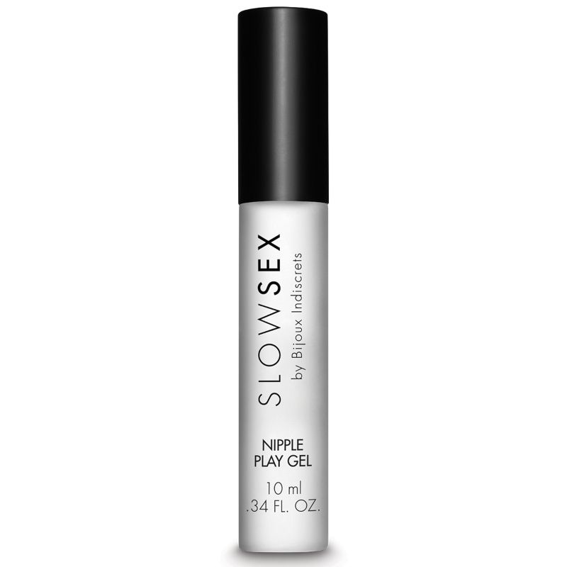 Gel stimolante BIJOUX SLOW SEX per capezzoli, flacone da 10 ml con etichetta bianca e dettagli rosa.