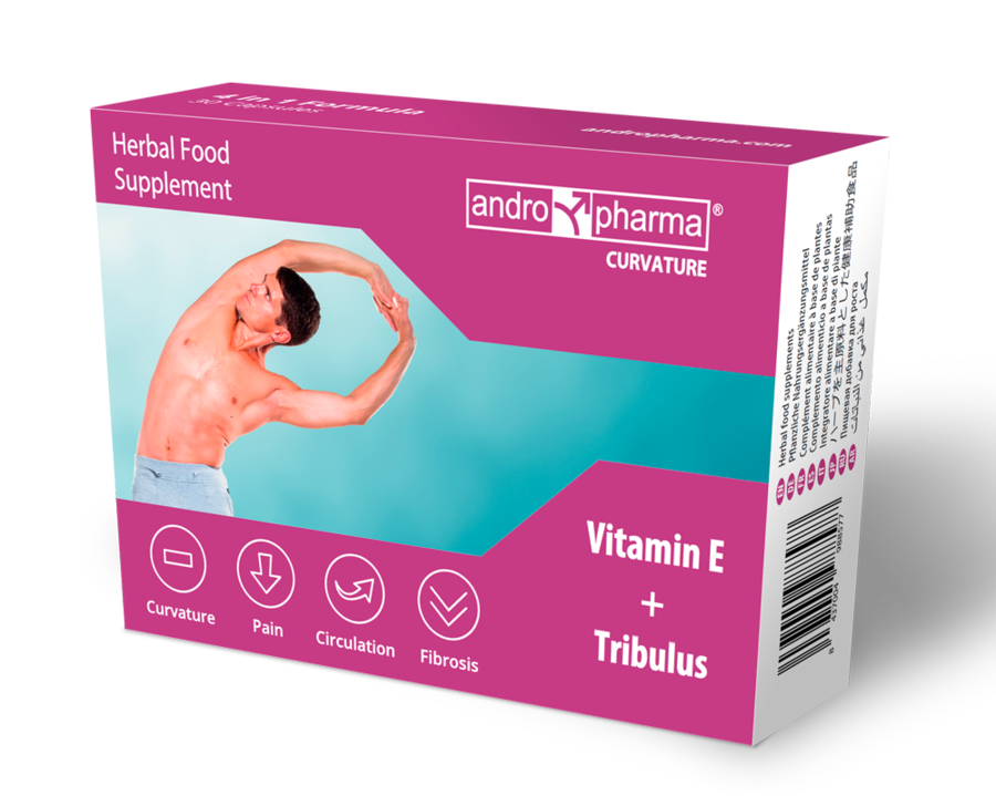 Trattamento Andropharma per la Curvatura di Peyronie, prodotto medico di Andro Medical, con immagini illustrative di applicazione.