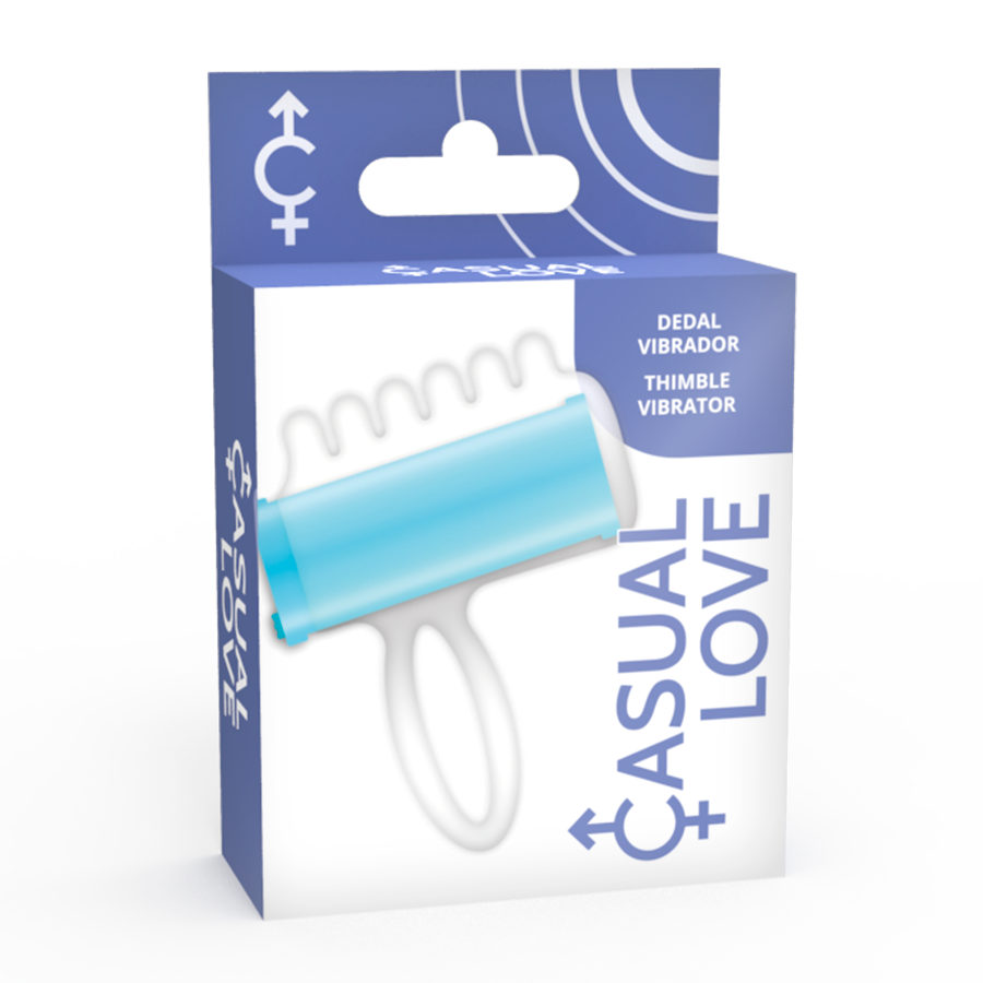 Stimolatore a dita blu Casual Love, dispositivo di piacere compatto e ergonomico, visibile nell'immagine.