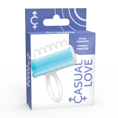Stimolatore a dita blu Casual Love, dispositivo di piacere compatto e ergonomico, visibile nell'immagine.