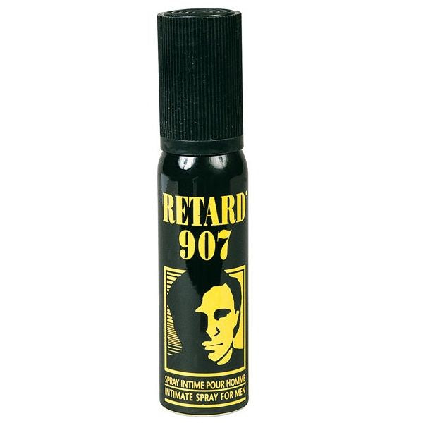 Spray retardante RUF RETARD 907, flacone con etichetta, applicatore spray, in un ambiente industriale o laboratorio