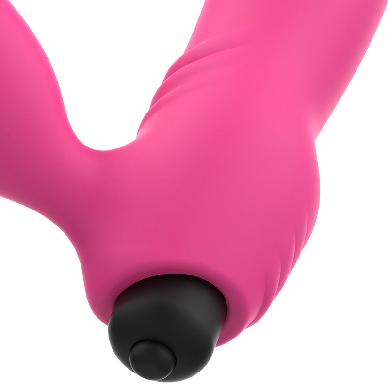Vibratore OHMAMA BIX con doppia stimolazione rosa, design natalizio, dettagli eleganti e superficie liscia in immagine.