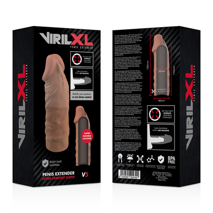 VIRILXL - ESTENSIONE DEL PENE IN SILICONE LIQUIDO V5 MARRONE