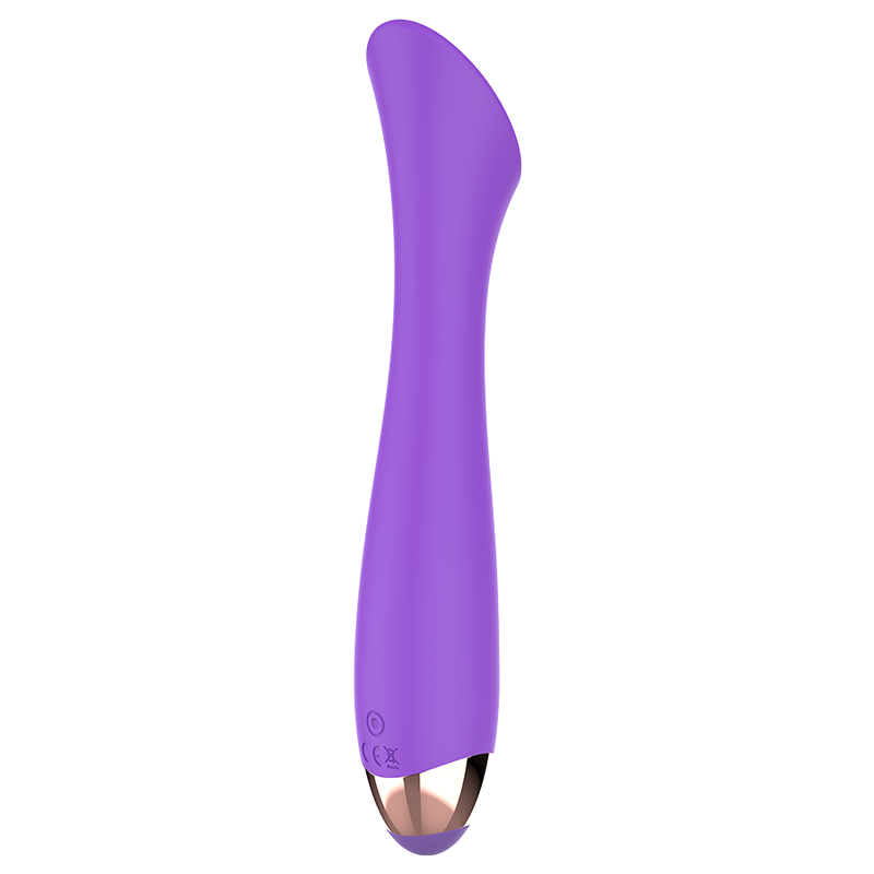Vibratore ricaricabile in silicone WomanVibe Mandy modello Punto "K" con design ergonomico e superficie liscia, vista dall'alto