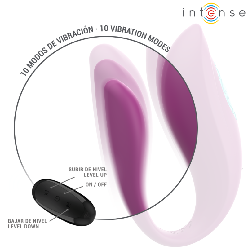 Vibratore e stimolatore a forma di U viola di INTENSE COUPLES TOYS, telecomando incluso, con design ergonomico e dettagli eleganti