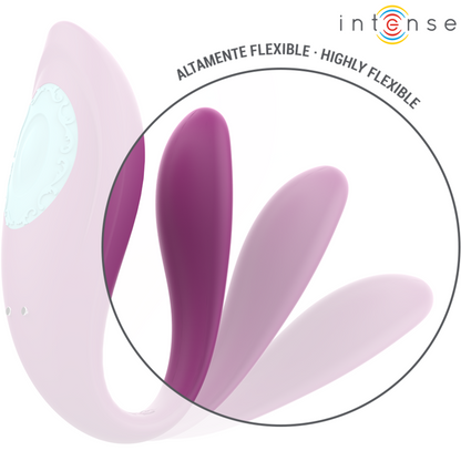 Vibratore e stimolatore a forma di U viola INTENSE Annie con telecomando, design ergonomico per piacere e stimolazione.