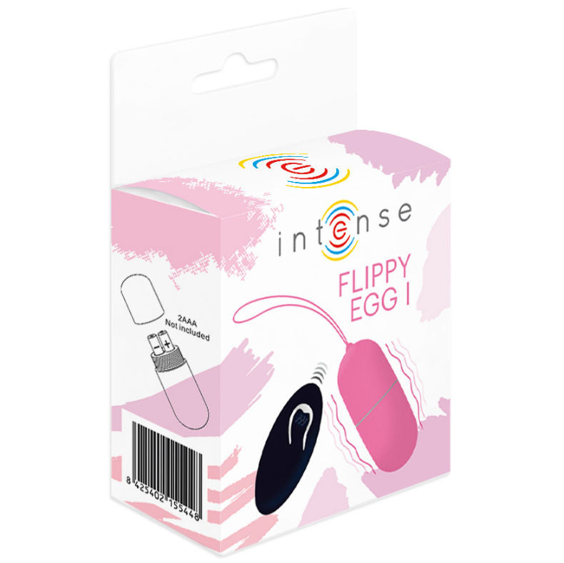 Uovo vibrante rosa INTENSE Flippy I con telecomando, giocattolo erotico per coppie, visibile con dettagli lisci e telecomando.
