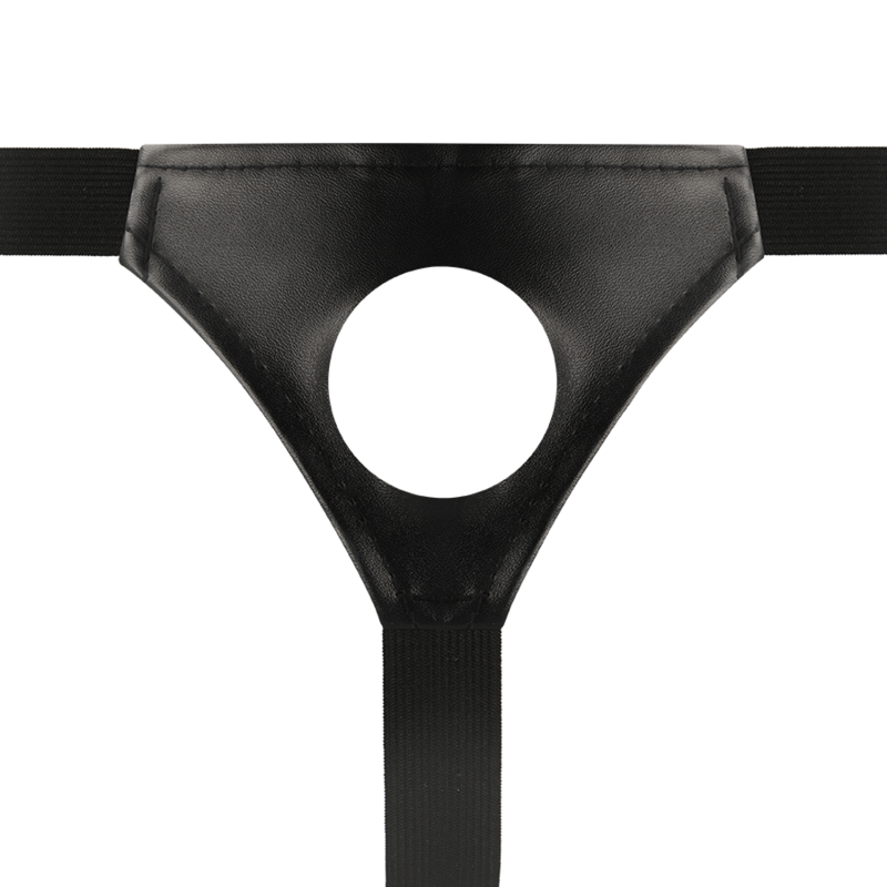 Imbracatura cava INTENSE COUPLES TOYS con dildo da 16x3 cm, mostrata indossata e pronta all'uso.