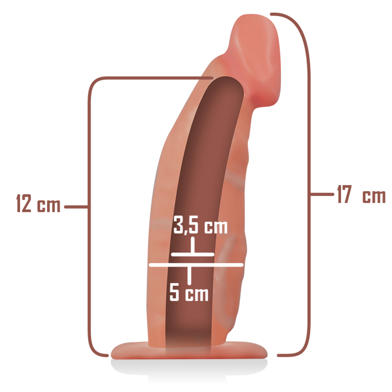 Imbracatura cava INTENSE con dildo da 18x3,5 cm, pensata per giochi intimi e stimolazione per coppie.