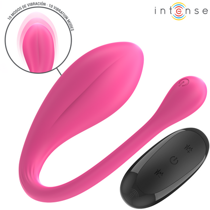 Vibratore doppia stimolazione rosa INTENSE Janice U con telecomando e 10 modalità di vibrazione, per piacere intenso.
