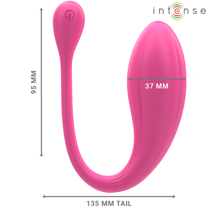 Vibratore INTENSE Janice U con doppia stimolazione, 10 vibrazioni, colore rosa e telecomando, per coppie.