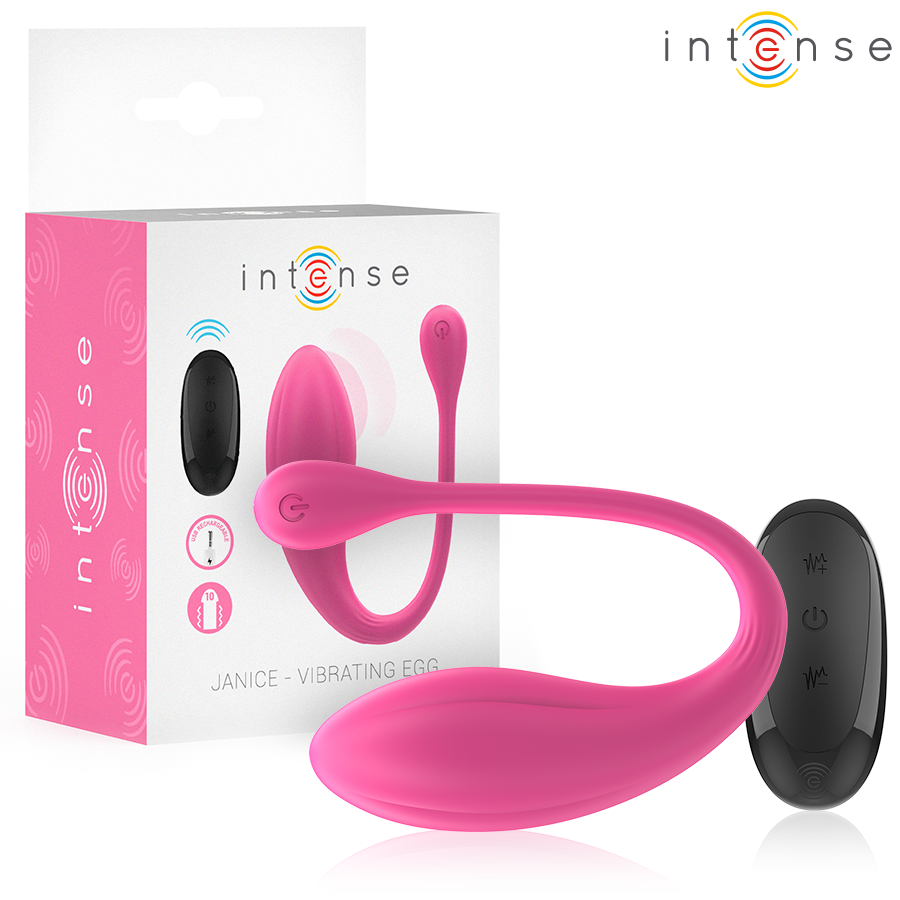 Vibratore INTENSE Janice U doppia stimolazione rosa con telecomando, 10 modalità di vibrazione, per coppie e piacere.