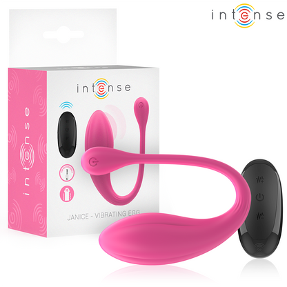 Vibratore INTENSE Janice U doppia stimolazione rosa con telecomando, 10 modalità di vibrazione, per coppie e piacere.