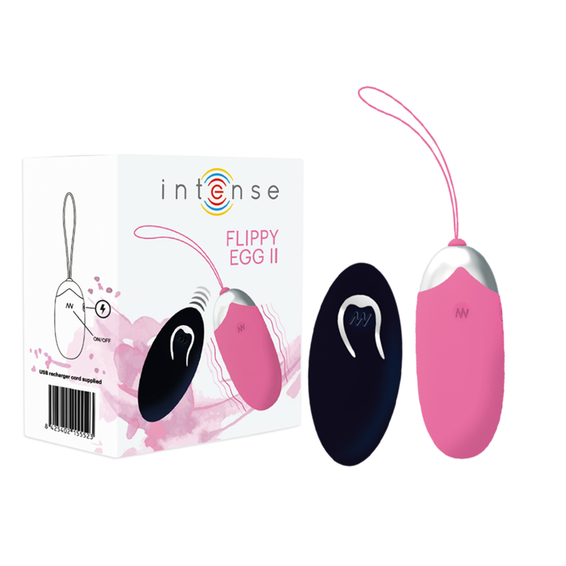 Uovo vibrante Flippy II rosa di INTENSE COUPLES TOYS, con telecomando, progettato per stimolazione e piacere intimo.