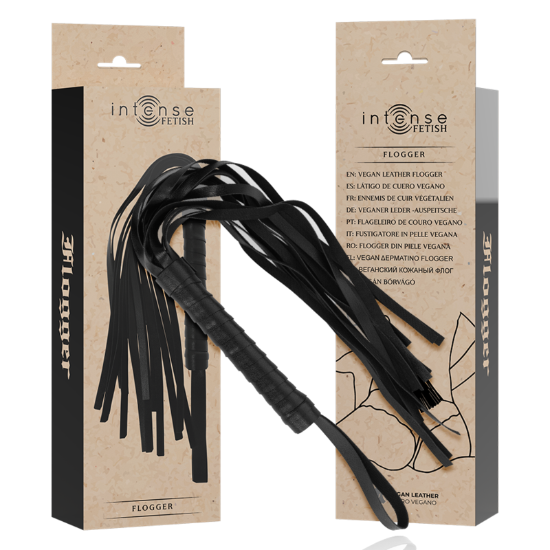 Frustino fetish INTENSE FETISH in pelle vegana con manico resistente e dettagli eleganti, ideale per giochi di ruolo sensuali.