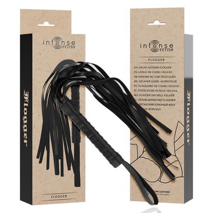 Frustino fetish INTENSE FETISH in pelle vegana con manico resistente e dettagli eleganti, ideale per giochi di ruolo sensuali.