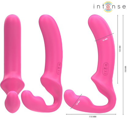 Vibratore doppio rosa INTENSE Amy di 20 cm con telecomando, ideale per stimolazione intensa e piacere personale.