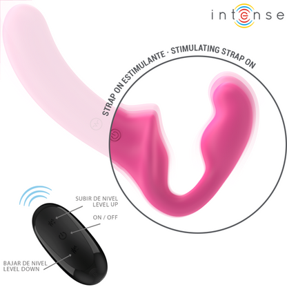 Vibratore doppio rosa INTENSE AMY di 20 cm con telecomando, design elegante e materiali morbidi e lisci.