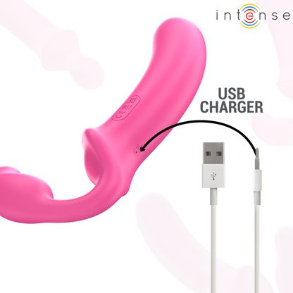 Vibratore doppio rosa INTENSE Amy di 20 cm con telecomando, design ergonomico e dettagli eleganti per il piacere.