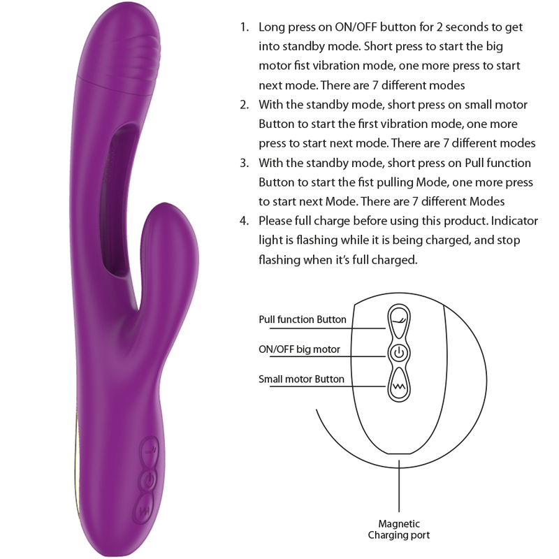 Vibratore multifunzione INTENSE APOLO viola con 7 vibrazioni e lingua oscillante, ricaricabile, design ergonomico.