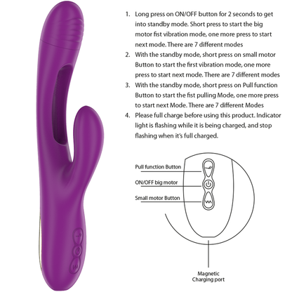 Vibratore multifunzione INTENSE APOLO viola con 7 vibrazioni e lingua oscillante, ricaricabile, design ergonomico.