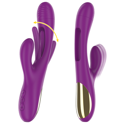 Vibratore multifunzione INTENSE APOLO viola con 7 vibrazioni e lingua oscillante, ricaricabile, design ergonomico.