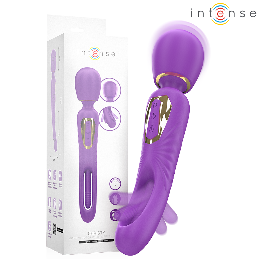 Bacchetta vibrante INTENSE FUN Christy con lingua mobile, dispositivo di stimolazione con design colorato e funzionalità multiple